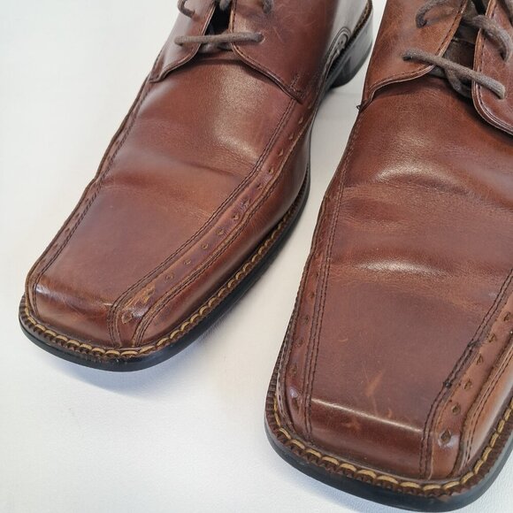Stacy Adams Dayton Square Toe Lace Up Brown Shoes Size 10 - Picture 6 of 16